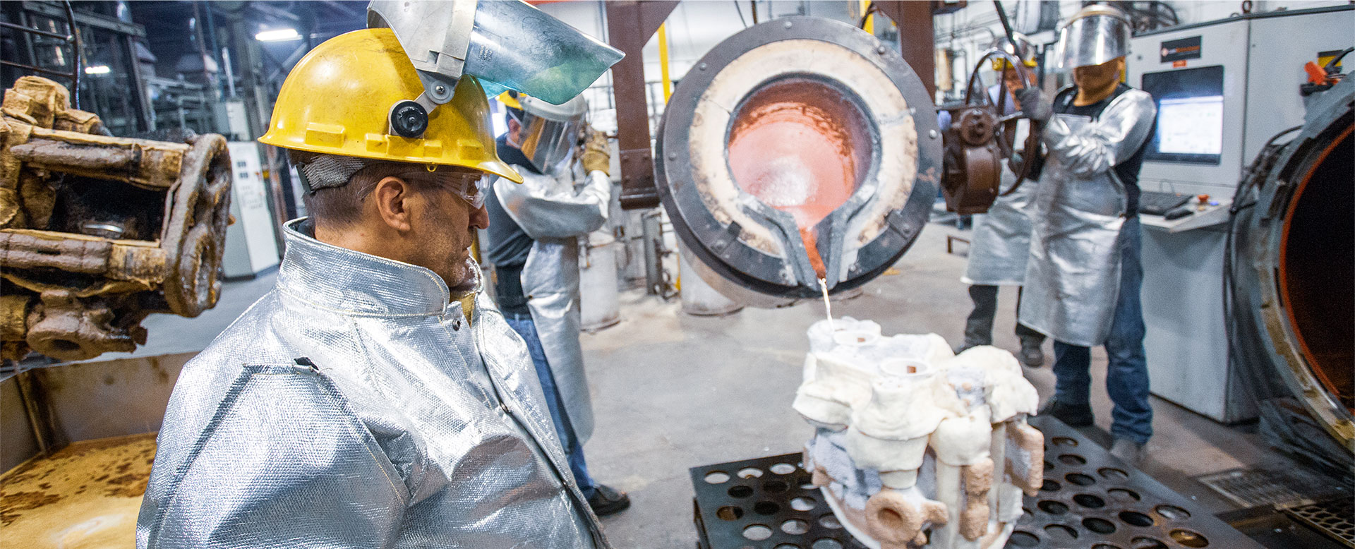 Pouring liquid metal into a mold