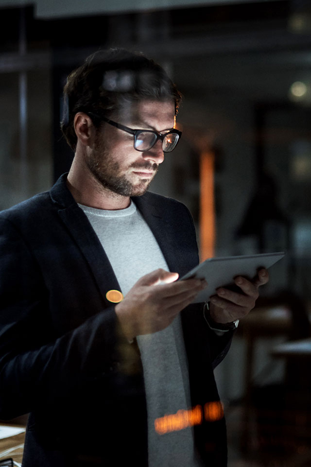 Man holding tablet